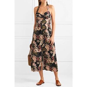 Zimmermann Black Floral Midi Dress